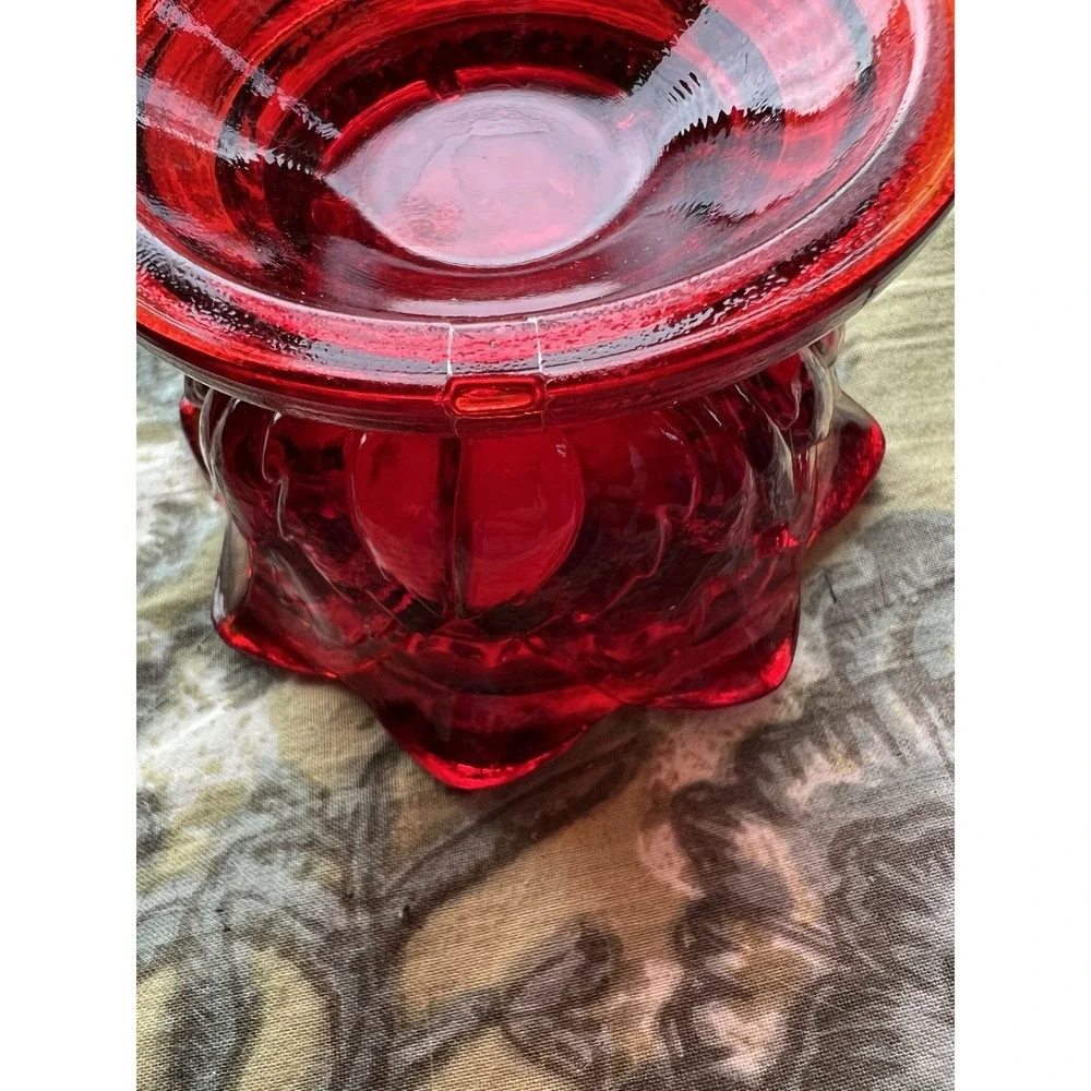 Brooke Crescent Amberina Red Ruby Diamond Pineapple Fairy Lamp BASE ONLY Vintage